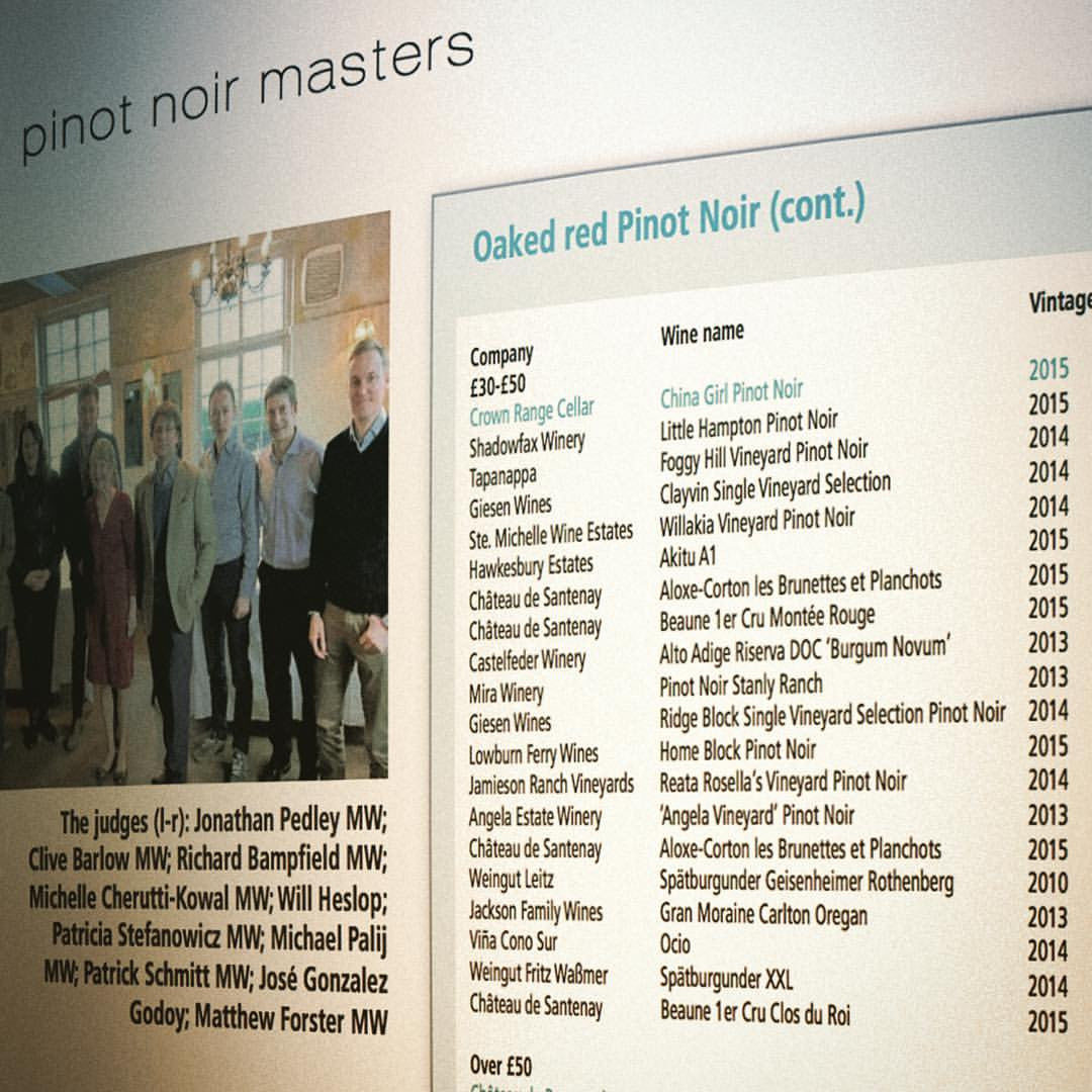THE GLOBAL PINOT NOIR MASTERS 2017